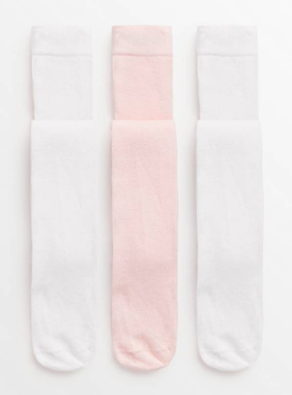 Pink & White Cotton Blend Tights 3 Pack 12-18 months